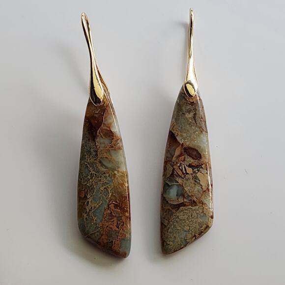 Green Marbled Dangle Earrings - Picture 5 of 10